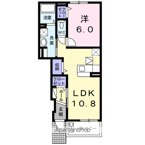 ラフィネⅡ(1LDK/1階)の間取り写真