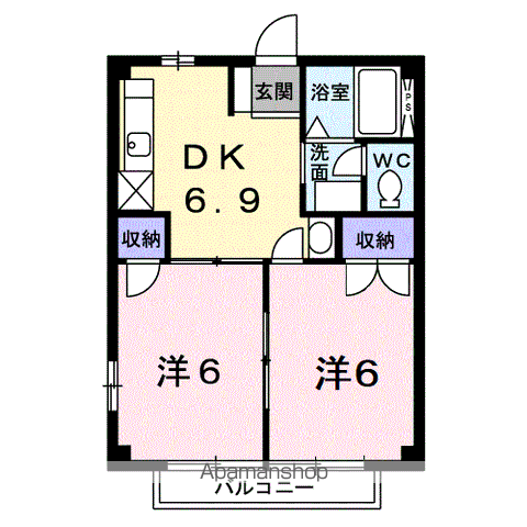 コスモス・スクエアーⅡ(2DK/1階)の間取り写真