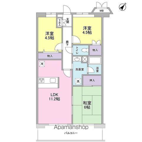 ソレアード葛西(3LDK/9階)の間取り写真