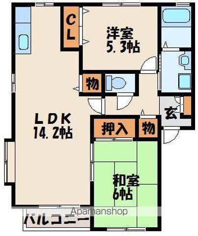 フルハウス(2LDK/2階)の間取り写真
