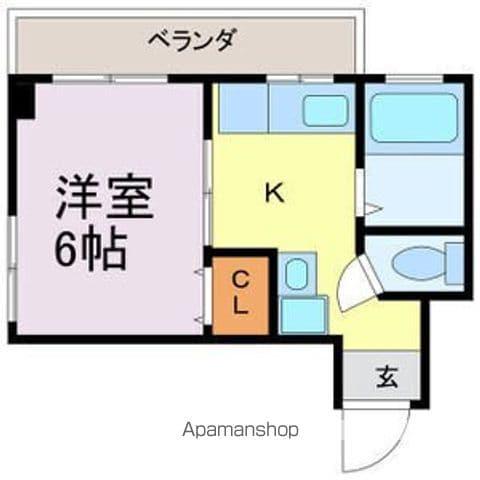 メゾンひまわり(1K/4階)の間取り写真