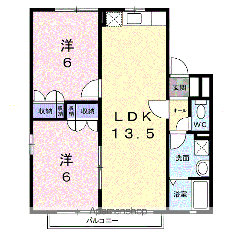 アトリオⅡA(2LDK/1階)の間取り写真