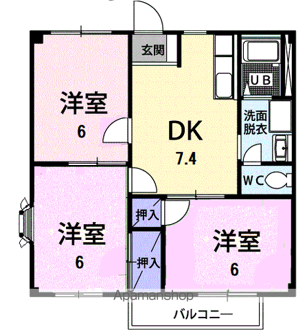 グリーンシティ清瀬(3DK/2階)の間取り写真