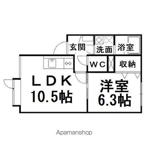 パークサイドふじ(1LDK/1階)の間取り写真
