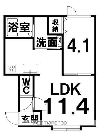 カリーノ(1LDK/2階)の間取り写真
