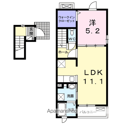 ベルジュ(1LDK/2階)の間取り写真