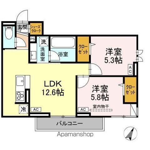 ASSET-COURT立川上砂町5丁目 B棟(2LDK/3階)の間取り写真