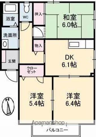 コンフォートA(3DK/2階)の間取り写真