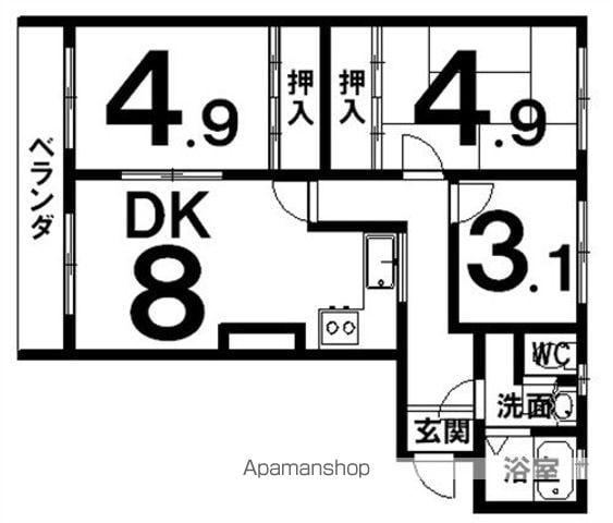 ル・モンド(3DK/2階)の間取り写真