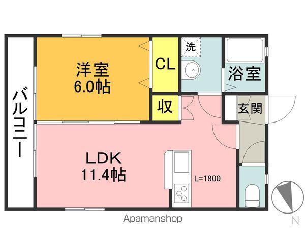 カーサルーチェ2(1LDK/1階)の間取り写真