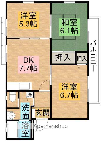 ファミーユ美津A棟(3DK/2階)の間取り写真