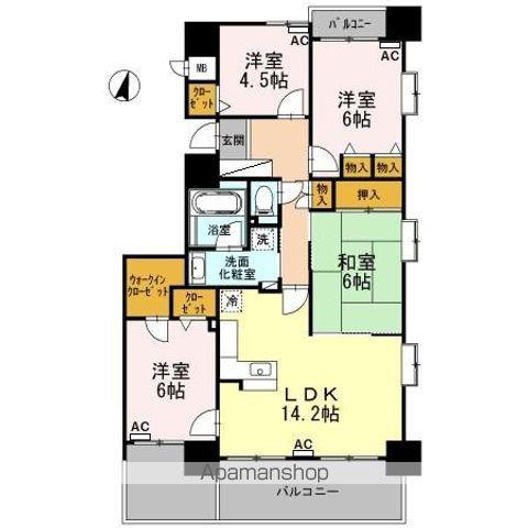 ダイアパレス金華橋 403号(4LDK/4階)の間取り写真