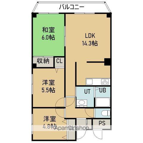 ファンデーションⅡ(3LDK/3階)の間取り写真