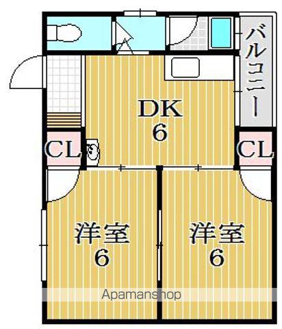 グランドハイツ(2DK/2階)の間取り写真