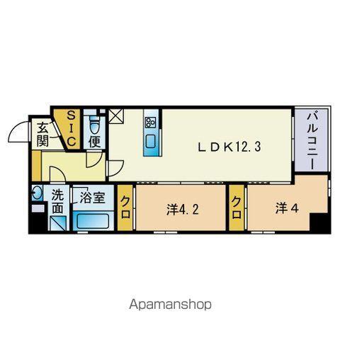 ビエラコート赤坂けやき通(2LDK/6階)の間取り写真