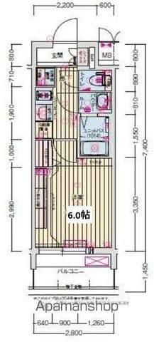 プレサンス名古屋ルクソリア(1K/6階)の間取り写真