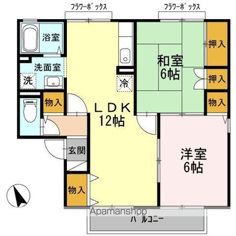 シャルマンHAMA C(2LDK/1階)の間取り写真