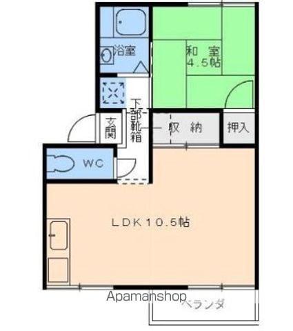 ルネス朝生田(1LDK/1階)の間取り写真