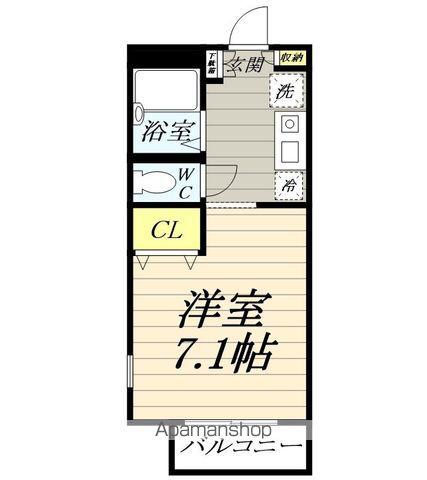 パステルハイツ厚木(ワンルーム/1階)の間取り写真