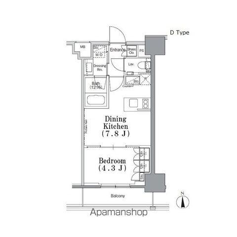 パークハビオ飯田橋(1DK/13階)の間取り写真