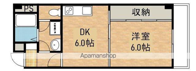 フロール神原(1DK/6階)の間取り写真