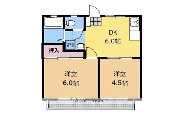 ハイツ横山台(2DK/2階)の間取り写真