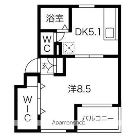 ファティリティ稲沢3号棟(1DK/2階)の間取り写真