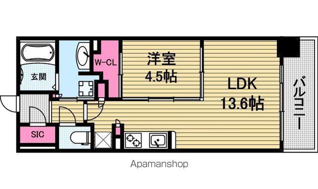 OPUS RESIDENCE 心斎橋 サウス(1LDK/14階)の間取り写真