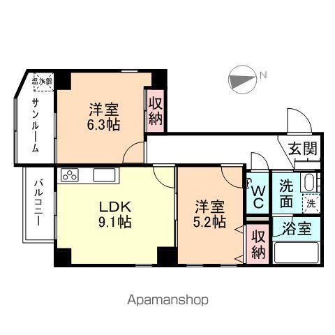 アクシルコート富山駅北(2LDK/3階)の間取り写真