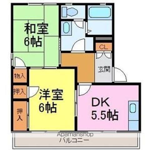 ディアス晴丘(2DK/2階)の間取り写真