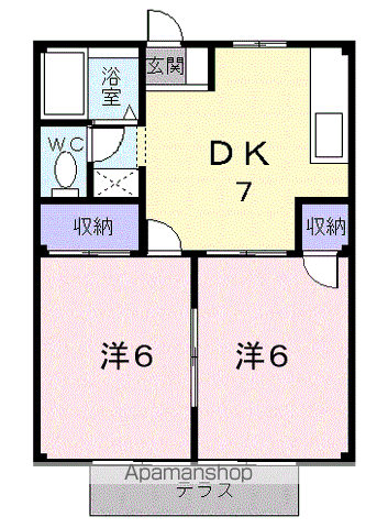 シティハイツ京(2DK/1階)の間取り写真
