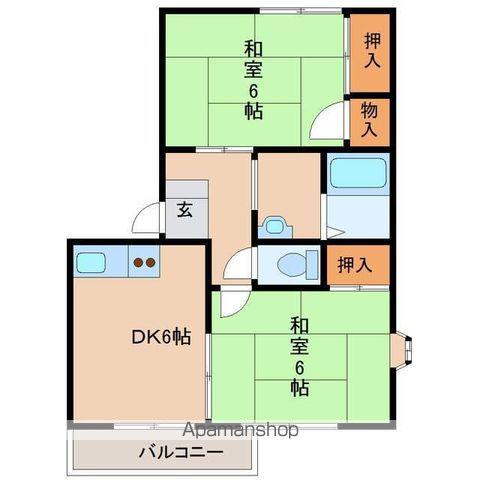 ドエルⅠ(2DK/1階)の間取り写真