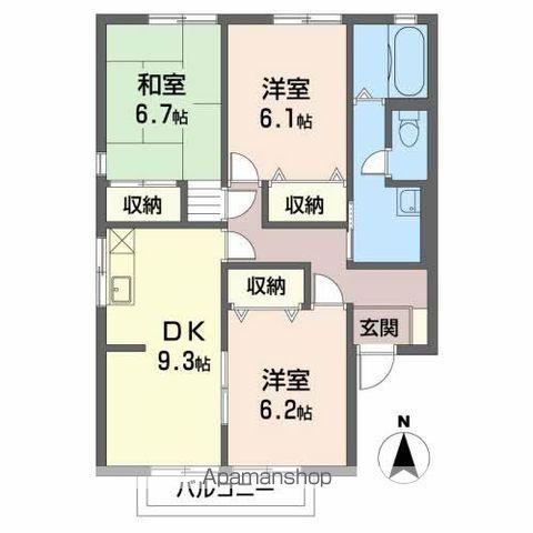 ピエス中條(3DK/2階)の間取り写真