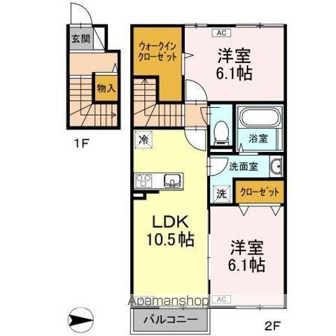 ボヌール城南(2LDK/2階)の間取り写真