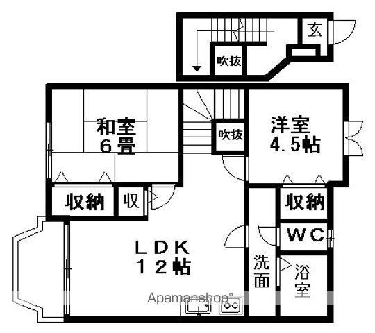 クレストⅡ(2LDK/2階)の間取り写真