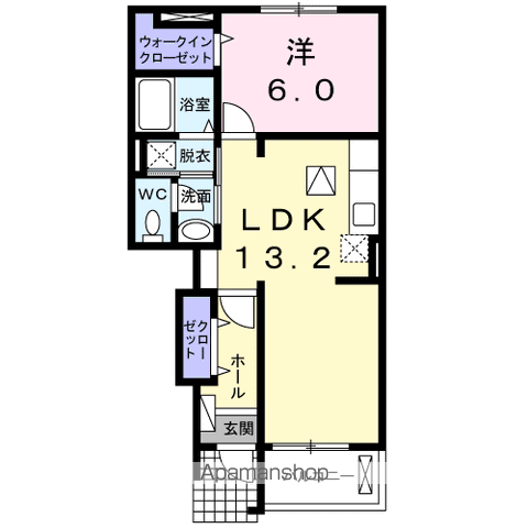 IRIDE Ⅰ(1LDK/1階)の間取り写真