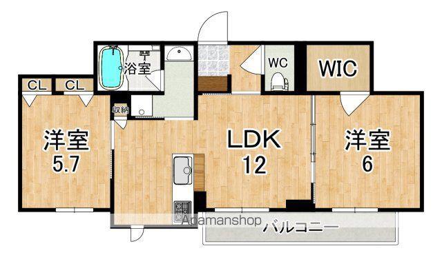 ベレオ大町(2LDK/3階)の間取り写真