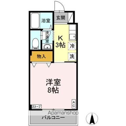 ルグラン花園(1K/2階)の間取り写真