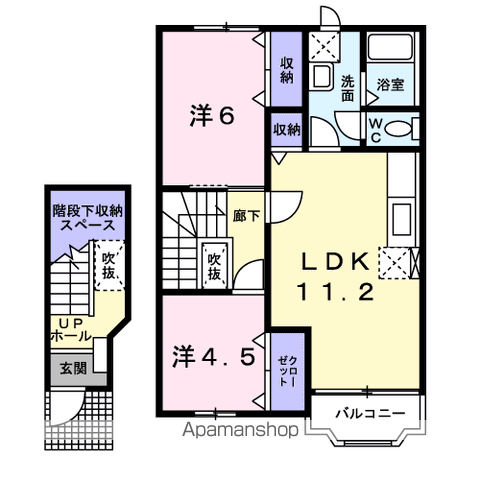 アベニューサイドテラス(2LDK/2階)の間取り写真