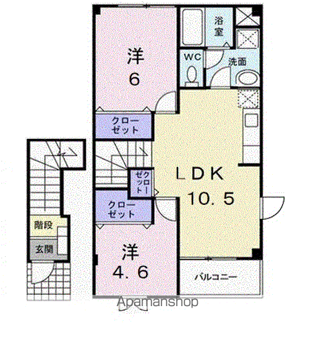 グランドゥールヒルズ(2LDK/2階)の間取り写真