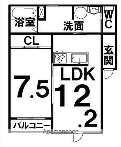 TOWN西5南17ベリーⅡA(1LDK/1階)の間取り写真