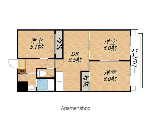 ヴィラ・アンドゥミル(3DK/1階)の間取り写真