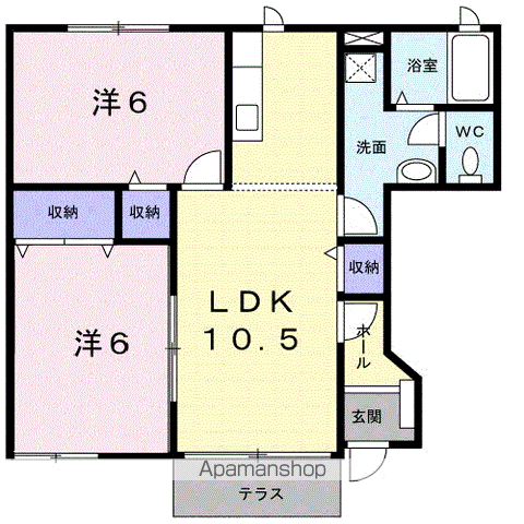 オランダ村C(2LDK/1階)の間取り写真