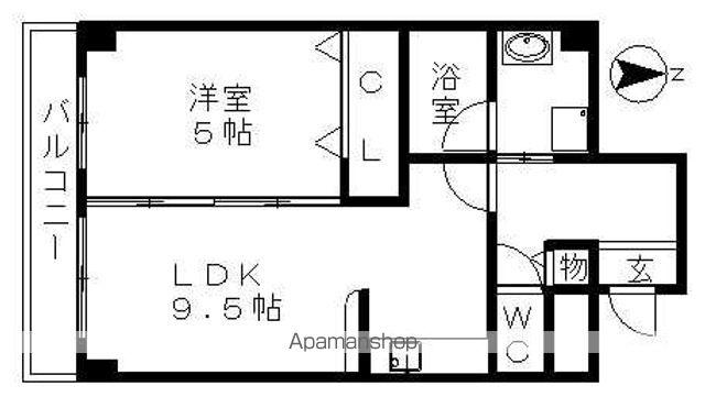 クオン千原(1LDK/2階)の間取り写真