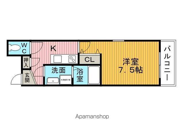 エムズ福原(1K/1階)の間取り写真