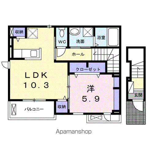 シュウ・レミングE(1LDK/2階)の間取り写真