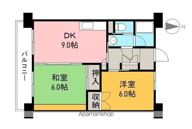 インペリアル西本2(2DK/2階)の間取り写真