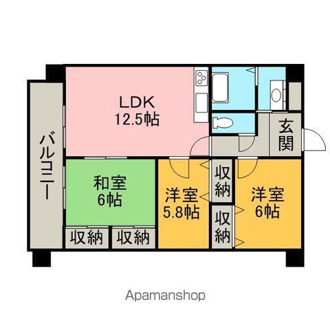 日生ロイヤルマンション上宗方(3LDK/5階)の間取り写真
