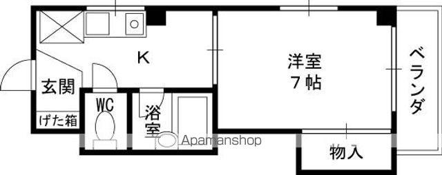 東海道本線 高槻駅 徒歩5分 4階建 築37年(1K/2階)の間取り写真