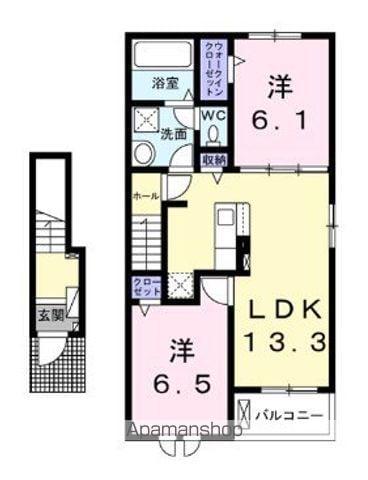 カーサM.KⅠ(2LDK/2階)の間取り写真